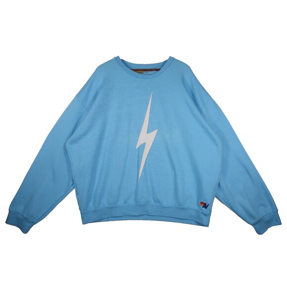 Aviator Nation Blue & White Lightning Bolt Crewneck Sweatshirt Men's Extra Large - Picture 2 of 11